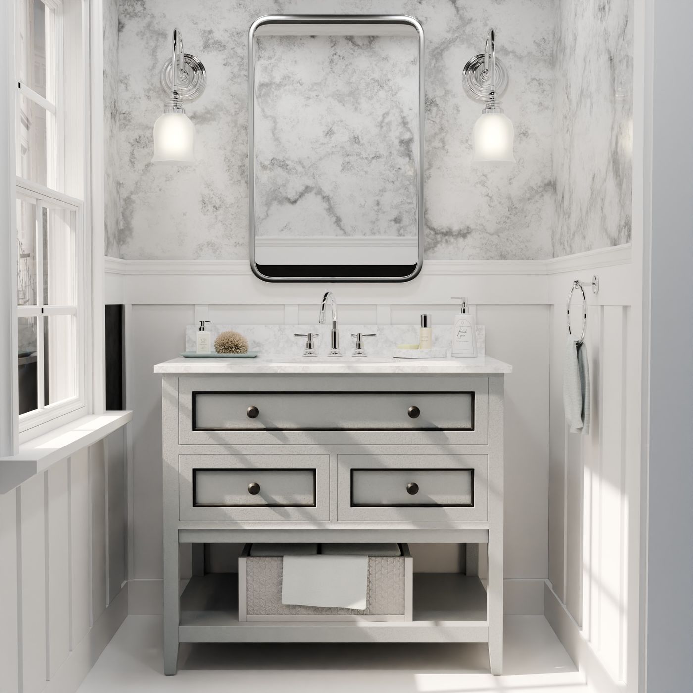 Refined bathroom vanity renovation detail